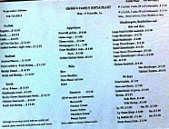 Greer's Family menu