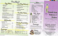 Dandelion Bakery Bistro menu