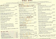 The King's Arms menu