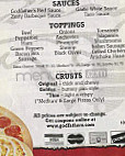 Godfather's Pizza menu