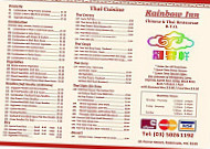 Rainbow Inn Chinese Thai menu