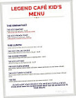 Legend Cafe menu