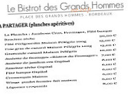 Le Bistro des Grands Hommes menu