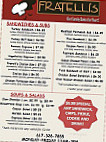 Fratelli's Pastry Shop menu