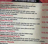 The Indian Hut menu