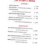 The Hideaway menu