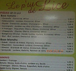 Le P'tit Delice menu