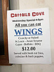 Cattails Cove menu