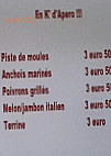 Marina Pub menu