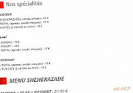 Shéhérazade menu