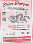 China Dragon menu