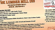 Lumber Mill Inn menu