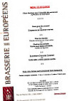 Brasserie des Europeens menu