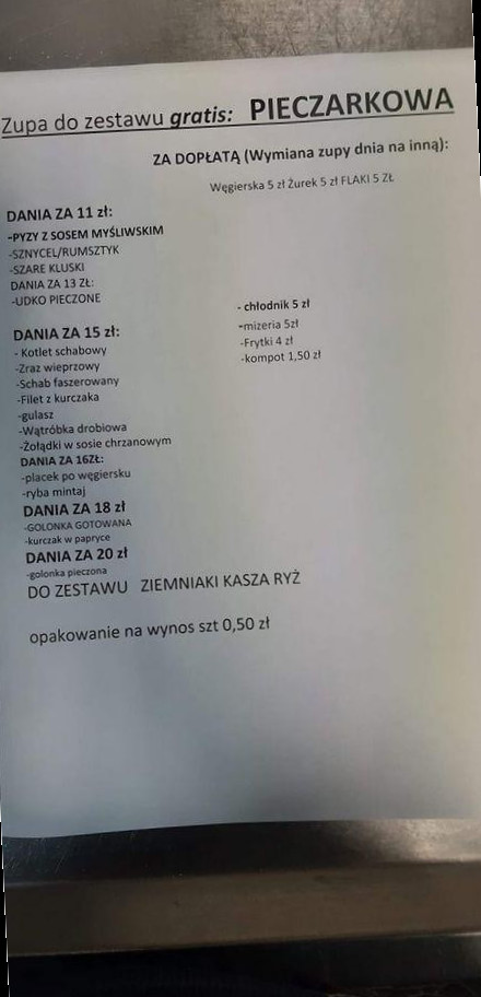 Karczma U Tomasza Menu