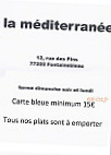 La Mediterranee menu