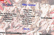 The Patio Pizza Bbq menu