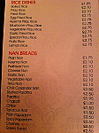 Balti Hut menu