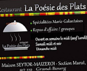 La Poésie Des Plats menu