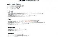 Les Flaconneurs Bistro menu