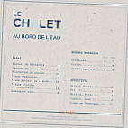 Le Chalet Au Bord De L'eau menu