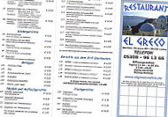 El Greco menu