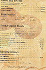 Panera Bread menu