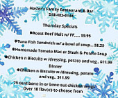 Hosler's Family menu