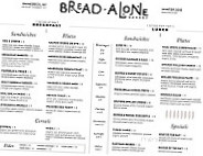 Bread Alone Bakery menu