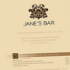 Jane's menu