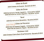 La Vieille Auberge menu