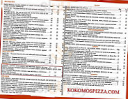 Kokomo's Pizza menu