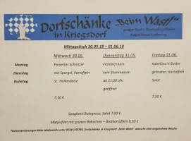 Dorfschanke in Kriegsdorf Beim Wastl menu