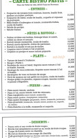 Bistro Pastis menu