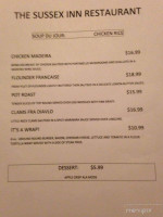 Sussex Inn menu