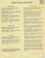 Bestaso's Mexican Restaurant Bar menu