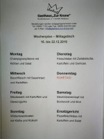 Zur Krone menu