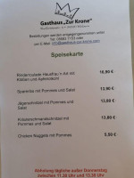 Zur Krone menu