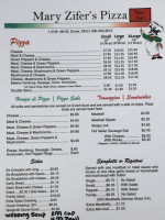 Mary Zifer's Pizza Shop menu