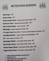 Better Days Pub Eatery menu