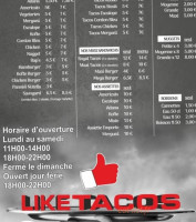 Like Tacos menu