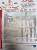 Terry's Pizza Shoppe menu