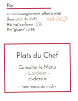 Le Chef Thaï menu