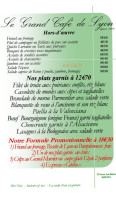 Le Grand Cafe de Lyon a Nice menu