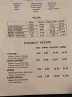 Mr B's Pizza menu