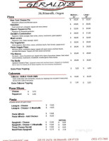 Geraldi's Italian Eating Place menu