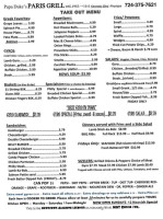 Paris Grill menu