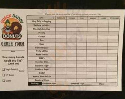 Quack Daddy Donuts menu