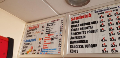 Kebab Rossignol menu