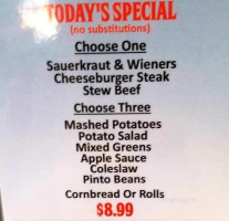 Sherrill's Pioneer menu