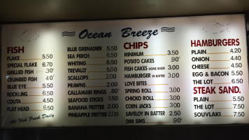 Ocean Breeze Fish & Chips menu